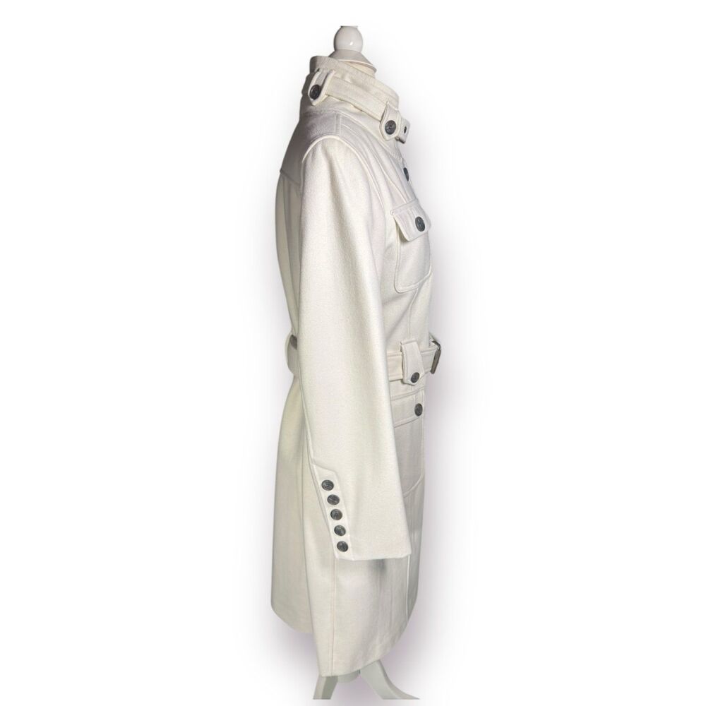 Esprit White‎ Elegant Buttoned Trench Coat with Belt Size Large Buttoned Collar - Picture 2 of 9
